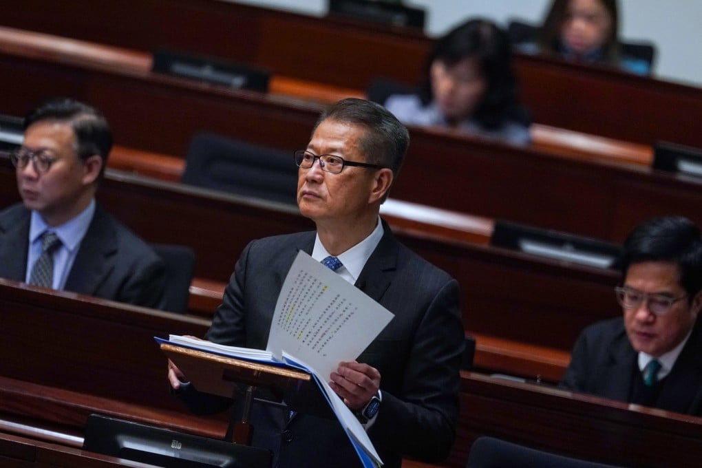 Financial Secretary Paul Chan delivers the budget speech in the chamber of the Legislative Council on February 26, 2025. Photo: Elson Li