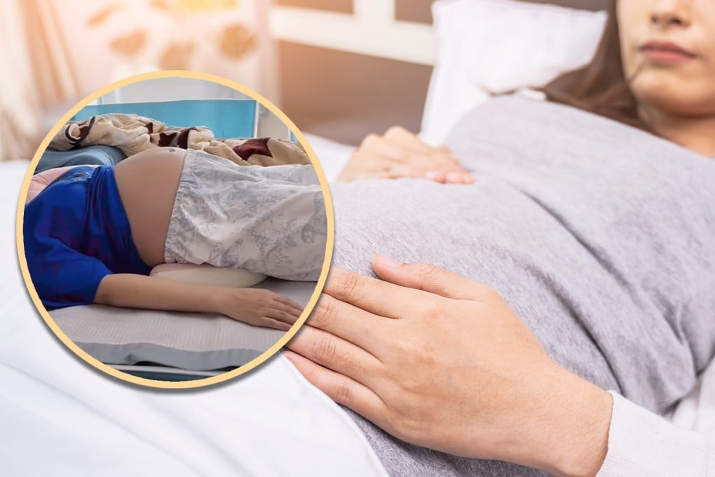 A pregnant woman in China was forced to lie in bed for weeks to save her fetus after its foot slipped out of her cervix. Photo: SCMP composite/Shutterstock/Douyin