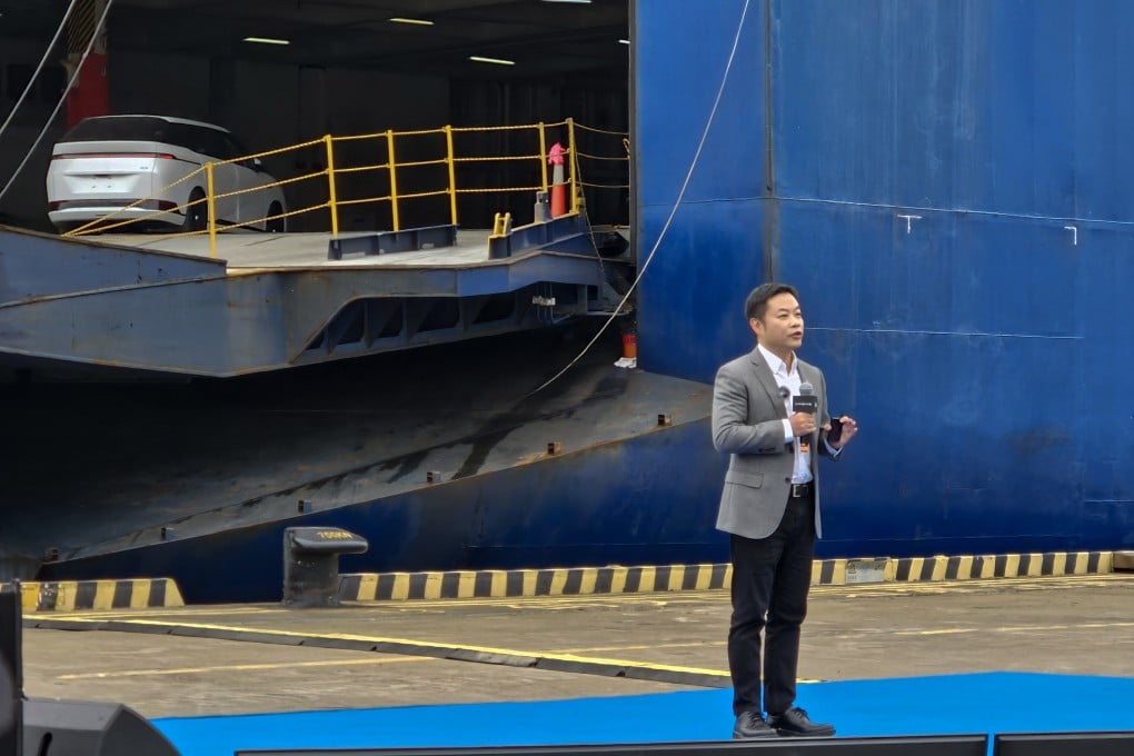 He Xiaopeng, chairman and CEO of Xpeng, kicks off global shipments of the X9 in Guangzhou, Guangdong province on February 22, 2025. Photo: Coco Feng