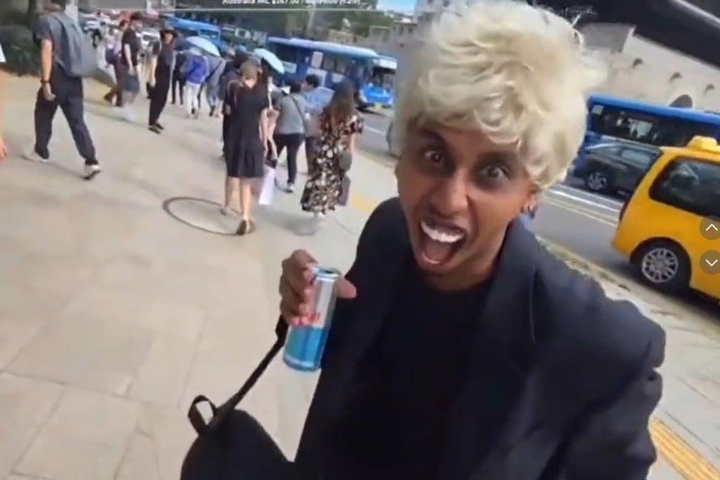 A still from a TikTok video showing US live-streamer Johnny Somali, real name Ramsey Khalid Ismael, harassing pedestrians on the street in South Korea. Photo: TikTok/JohnnySomali