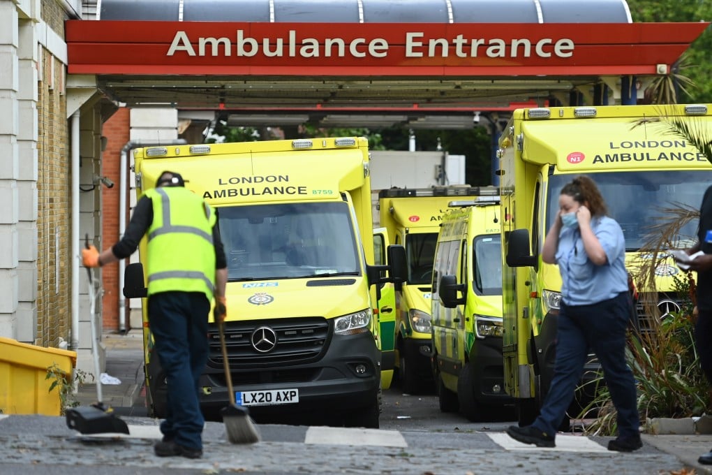 NHS ambulances at a hospital in London. Photo: EPA-EFE
