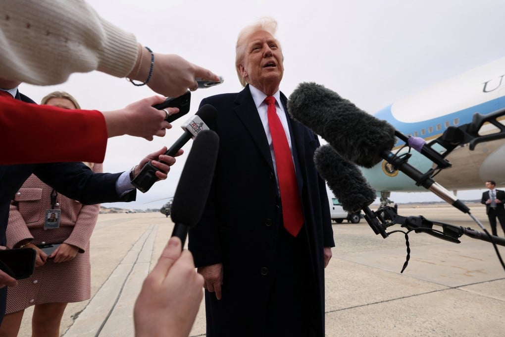 US President Donald Trump speaks to reporters at Joint Base Andrews in Maryland. Photo: Reuters
