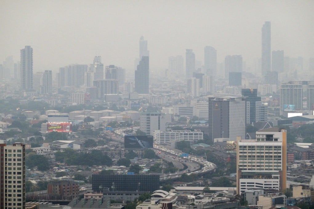 Bangkok’s skyline is seen amid high levels of air pollution on March 21. Photo: AFP