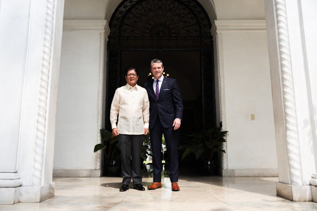 Philippine President Ferdinand Marcos Jnr (left) with US Defence Secretary Pete Hegseth in Manila on Friday. Photo: AFP