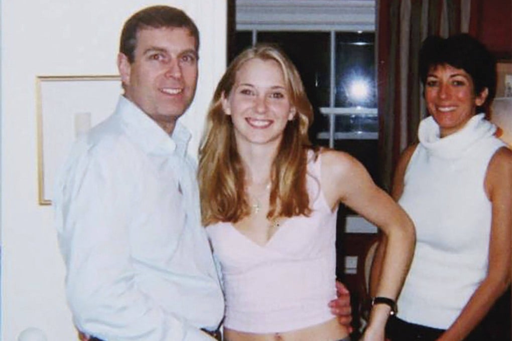 From left, Britain’s Prince Andrew, Virginia Giuffre and Ghislaine Maxwell posing for a photo said to have been taken in London in 2001. On Monday, Giuffre said she had been in a car crash in Australia. Photo: Handout / US District Court - Southern District of New York (SDNY) / AFP
