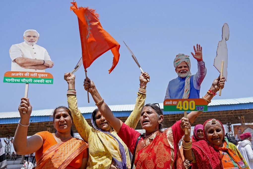 Supporters of India’s Prime Minister Narendra Modi at an election campaign rally in Pushkar on April 6, 2024. Modi’s government says India is run on democratic principles of equality and no discrimination exists in the country. Photo: AFP