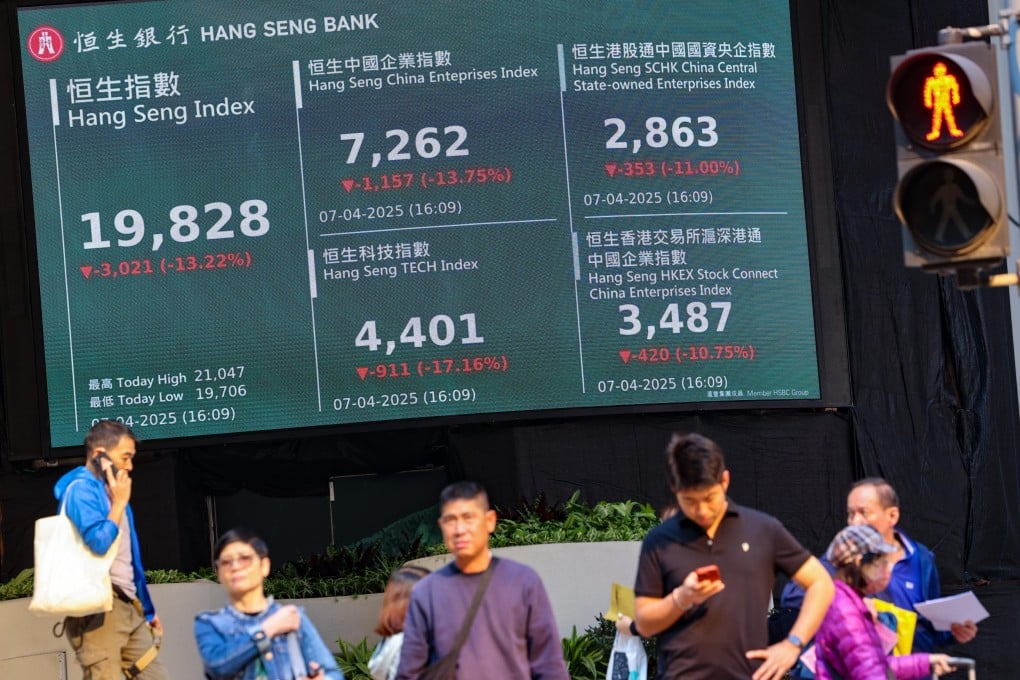 Hong Kong’s benchmark Hang Seng Index fell sharply on Monday. Photo: Jelly Tse