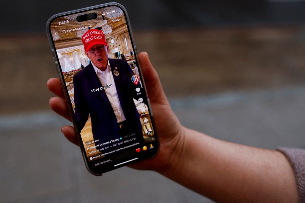 A smartphone displaying US President Donald Trump’s official TikTok page. Photo: Reuters