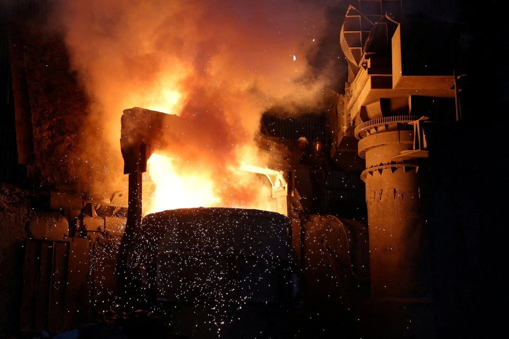 An employee works at a steel bar manufacturing facility in the western Indian state of Gujarat on April 7. Photo: Reuters