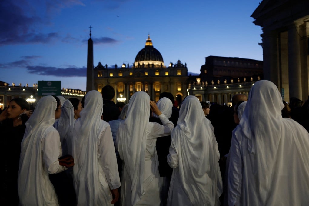 Nuns wait in line to see Pope Francis lying in state at St Peter’s Basilica on Thursday. Photo: Reuters