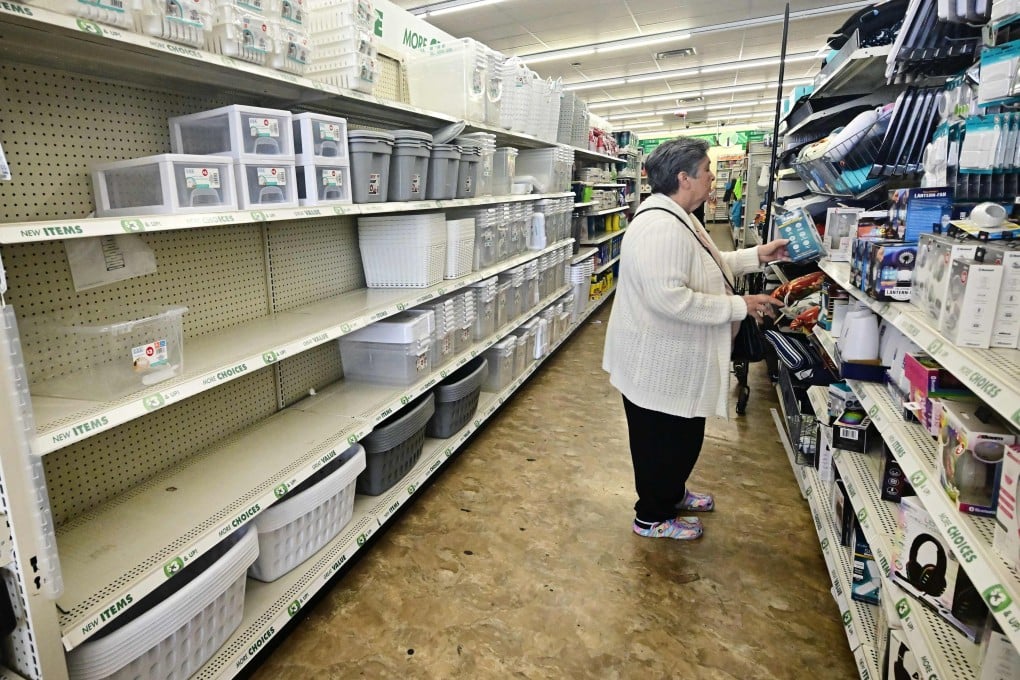 Empty shelves at a Dollar Tree store in Alhambra, California on Monday. Photo: AFP