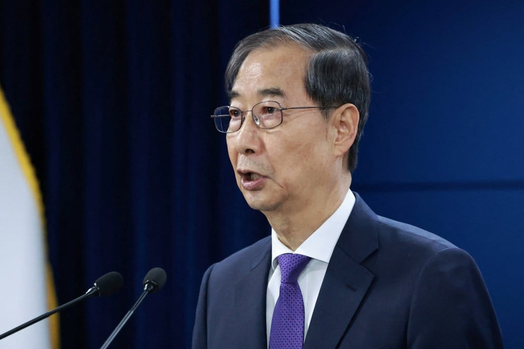 South Korea’s acting President Han Duck-soo resigned from his post on Thursday. Photo: Yonhap/Reuters
