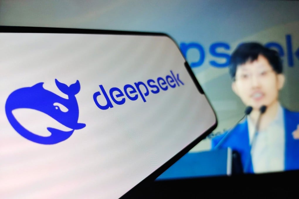 DeepSeek founder Liang Wenfeng, in the background, follows an open-source approach in AI development. Photo: Shutterstock