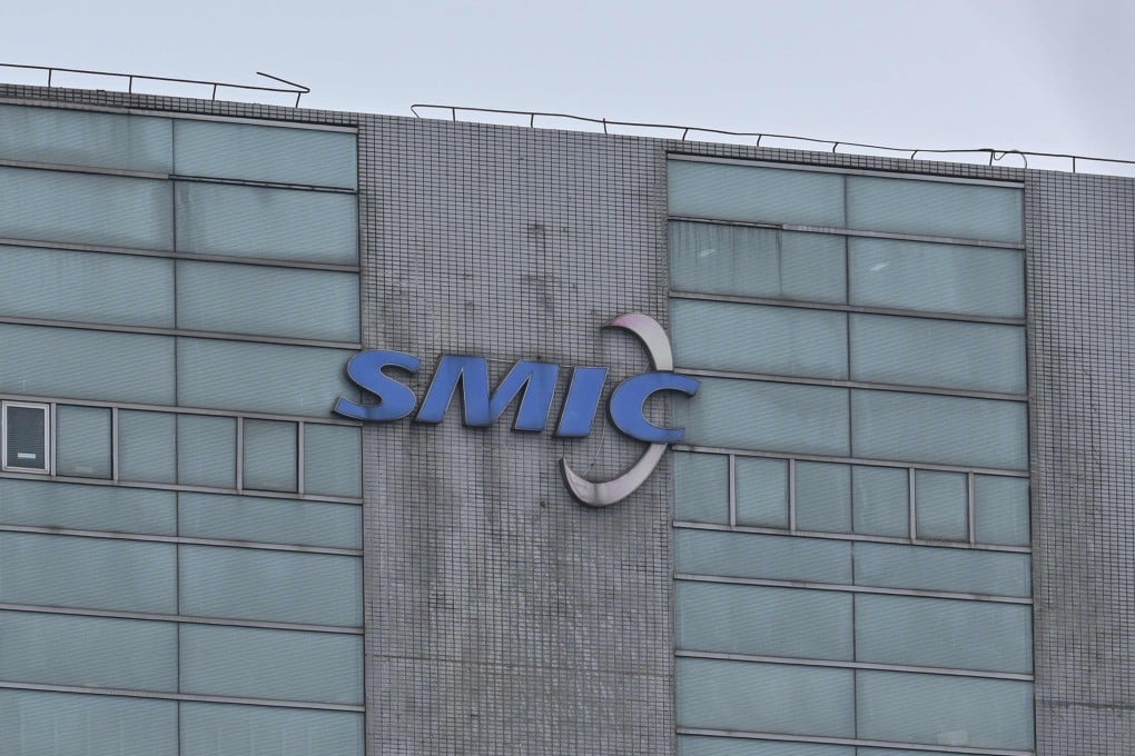 The logo of Semiconductor Manufacturing International Corporation at the chipmaker’s facilities in Shanghai on March 15, 2024. Photo: AFP