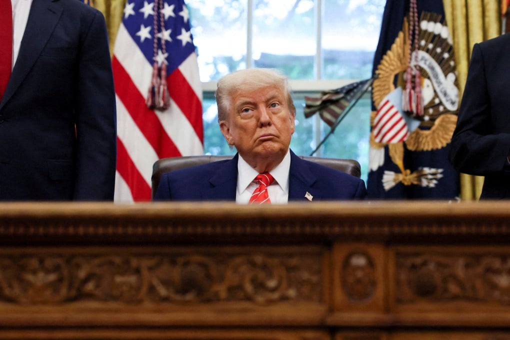 US President Donald Trump announces a trade deal with Britain in the Oval Office of the White House in Washington on Thursday. Photo: Reuters