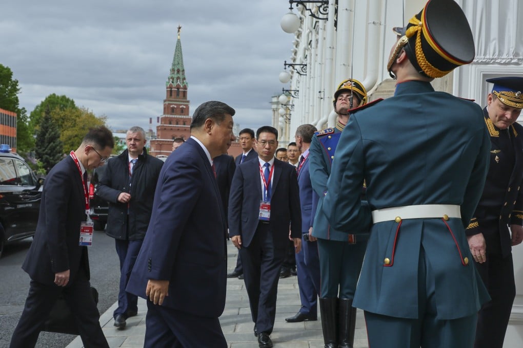 China’s President Xi Jinping arrives for his meeting with Russian President Vladimir Putin at the Kremlin on May 8. Russia marks the 80th anniversary of the victory in World War II over Nazi Germany and its allies on May 9. Photo: EPA-EFE
