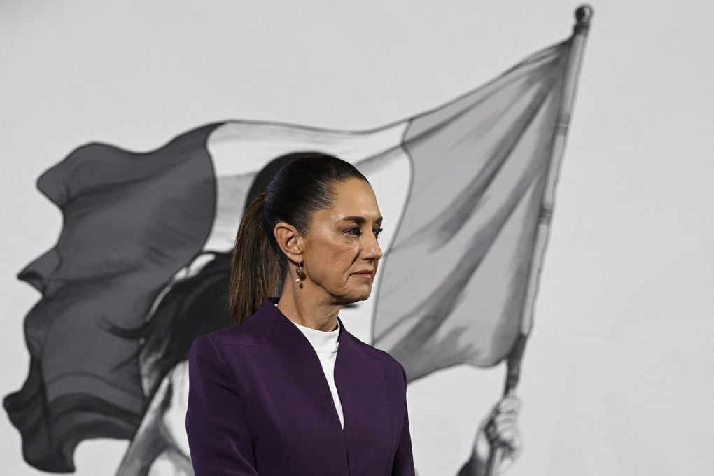 Mexico’s President Claudia Sheinbaum gives a news conference at the National Palace in Mexico City in March. Photo: TNS