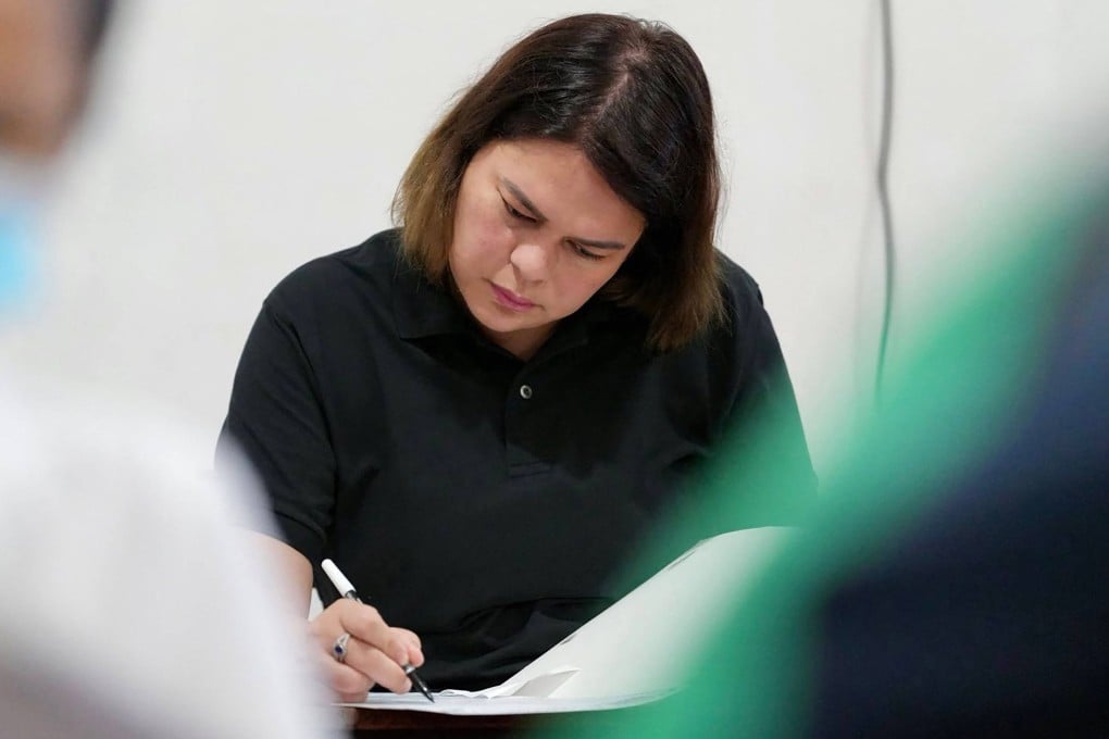 Philippine Vice-President Sara Duterte votes at a polling station in Davao City on Monday. Photo: Office of the Vice-President of the Philippines/AFP