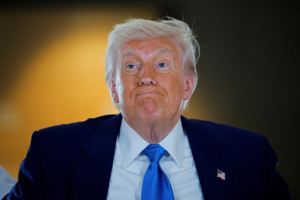 US President Donald Trump during the final stop of his Gulf visit, in Abu Dhabi, on Friday. Photo: Reuters