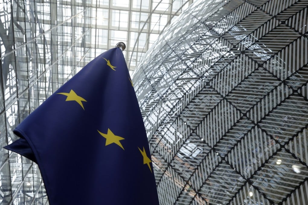The European Union flag inside the atrium of the European Council building in Brussels, Belgium. European governments viewed last week’s Sino-American tariff deal as possibly buying them time on what is anticipated to be a wave of diverted Chinese exports to EU ports. Photo: AP