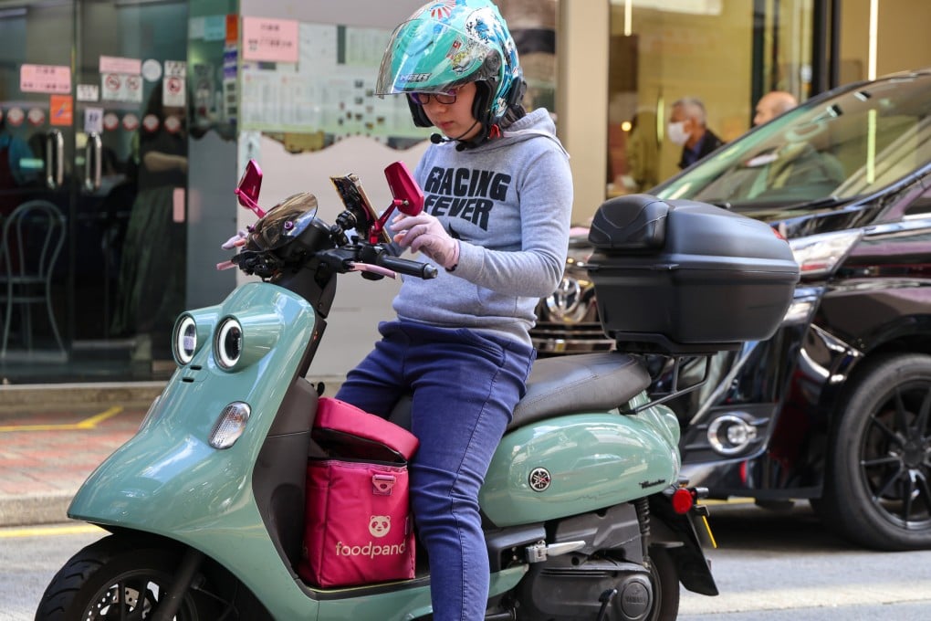 A Foodpanda rider in Causeway Bay. Keeta and Foodpanda are the only two food delivery platforms operating in Hong Kong after London-based Deliveroo exited the Hong Kong market earlier this year. Photo: Jelly Tse