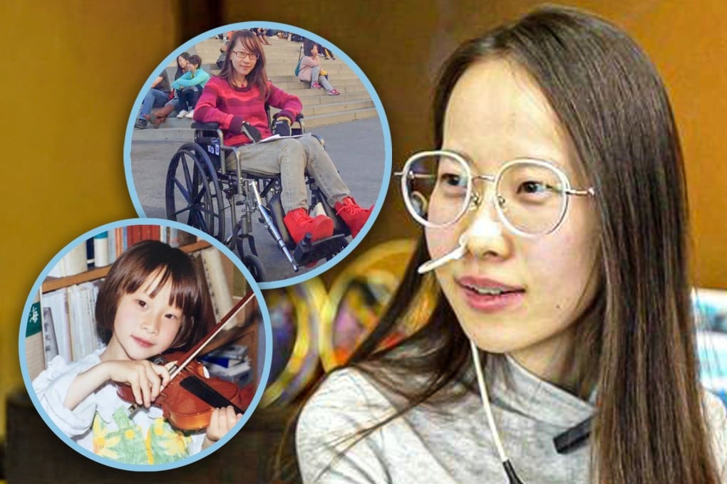 A Chinese woman with a rare disorder, which means she lives on a feeding tube and needs constant medical treatment, says she will never give up on life. Photo: SCMP composite/Douyin/Jimu