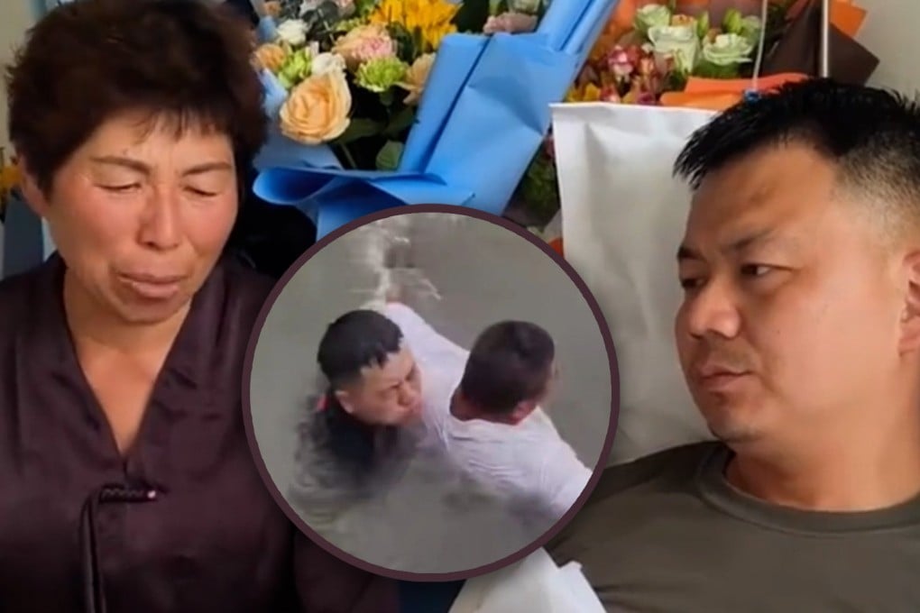 A exhausted Chinese People’s Liberation Army soldier saved five people from drowning in a lake after defying his worried mother’s plea for him to stop his heroics. Photo: SCMP composite/163.com