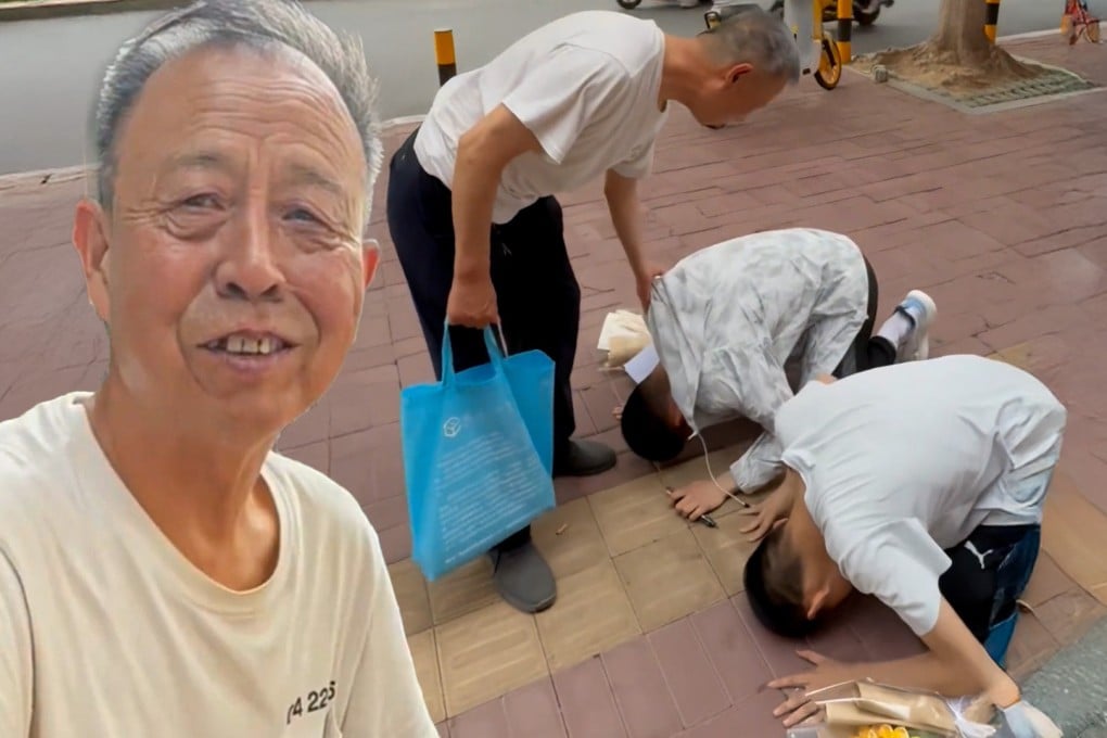 Twin brothers in China who knelt to thank their grandfather immediately after sitting a crucial exam have received a hugely positive response on social media. Photo: SCMP composite/Douyin
