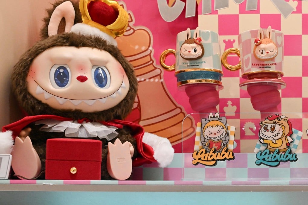 Labubu figures and stickers are seen at a Pop Mart shop in Beijing on June 12, 2025. Photo: AFP