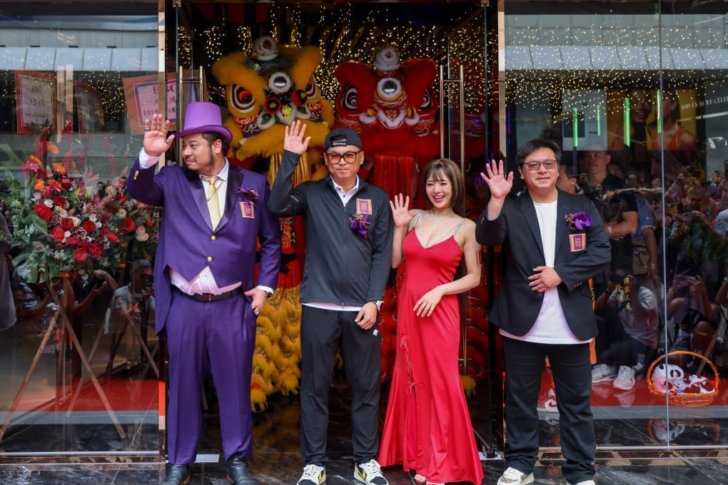 Big Boss Generation CEO Edward Li, second from left, and Japanese actress Sola Aoi are flanked by other company representatives at Saturday’s opening of a new nightspot on the same site as the old Club Bboss. Photo: Nora Tam