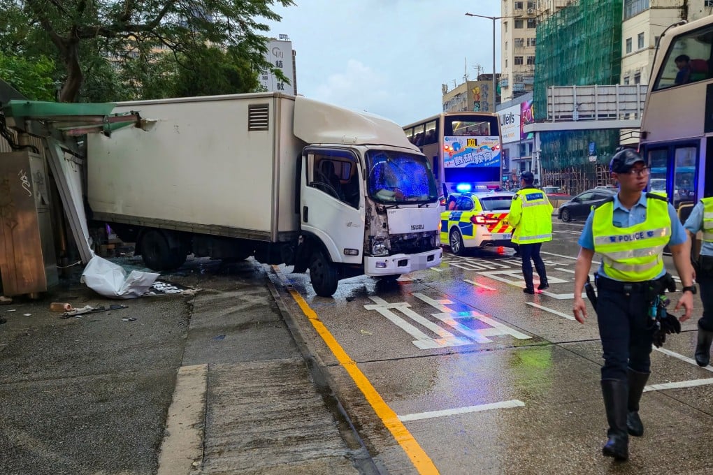 Police have arrested the driver of the truck that rammed into a bus stop on Tuesday. Photo: Handout