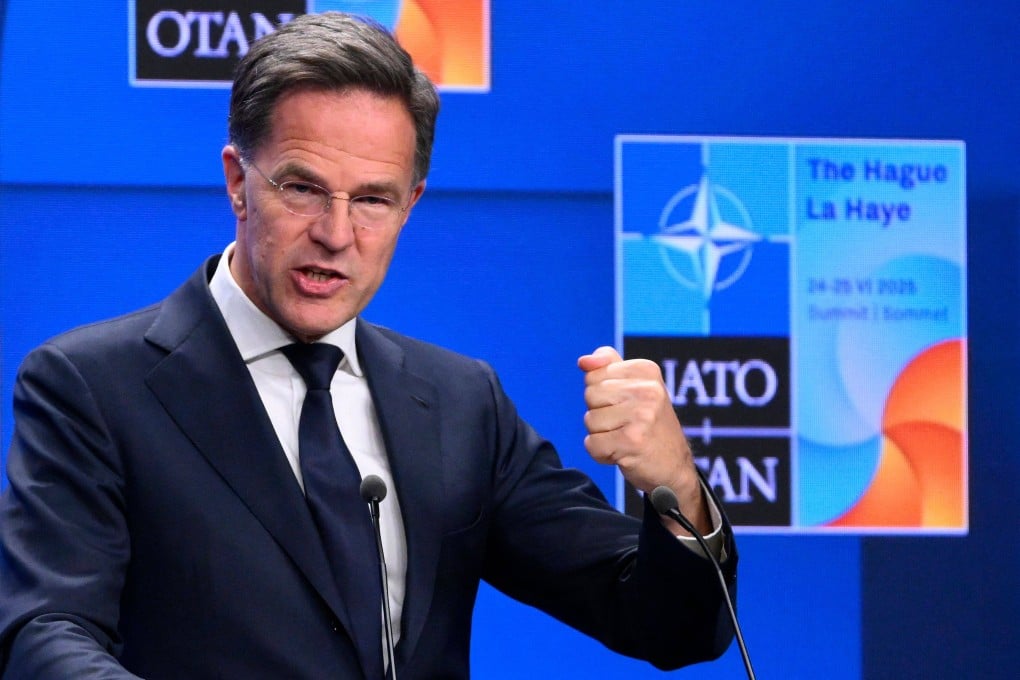 Nato Secretary General Mark Rutte addresses a press conference a day prior to a meeting of the alliance in The Hague on Tuesday. Photo:AFP