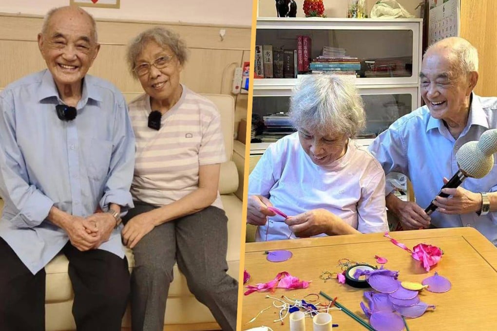 A 102-year-old man in China who is known for his musical and artistic talent has created a sweet bond with an 85-year-old grandma in a nursing home, delighting social media. Photo: SCMP composite/hubeidaily/Jimu