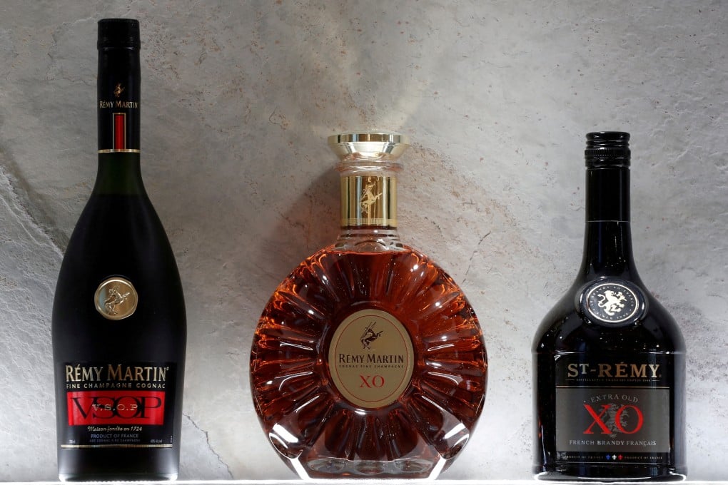 Bottles of Remy Martin VSOP cognac, Remy Martin XO cognac and St-Remy XO Brandy are displayed at the Remy Cointreau SA headquarters in Paris, France. Photo: Reuters/Benoit Tessier/File Photo