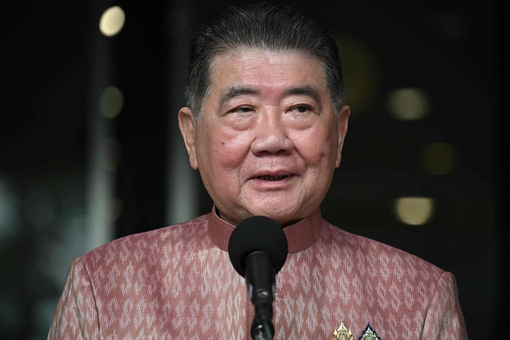 Thailand’s Deputy Prime Minister Phumtham Wechayachai speaks to media before a cabinet meeting on Monday. The 71--year-old is poised to take over as acting prime minister following the suspension of Paetongtarn Shinawatra. Photo: AFP