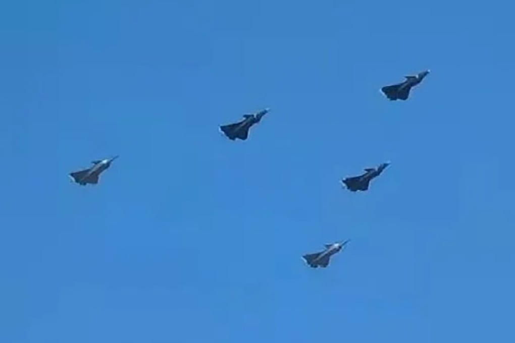In recent weeks, advanced aircraft have been spotted flying in formation across China, including several identified as J-20A jets, seen here in a photo that surfaced on Friday. Photo: Weibo