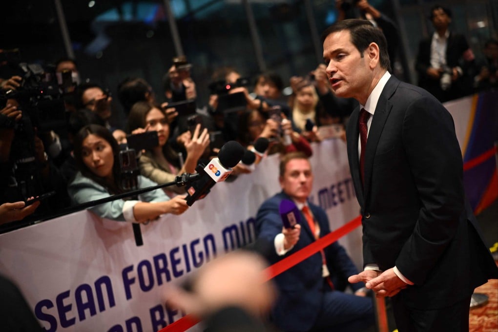 US Secretary of State Marco Rubio speaks to reporters at the Asean Foreign Ministers’ meeting in Kuala Lumpur on Thursday. Photo: AFP