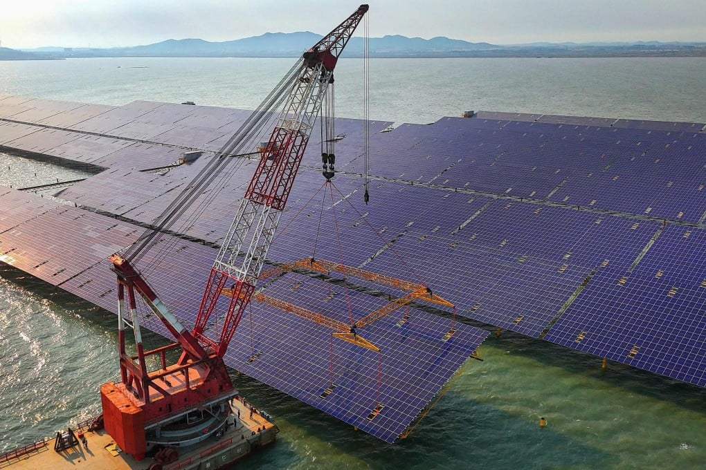 Rows of solar panels are installed as part of a photovoltaic project in eastern China’s Shandong province on May 30. Photo: AFP