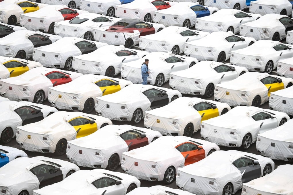 New vehicles wait for export in Yokohama, Japan. There is still no clarity regarding when US tariffs on Japanese automobiles and auto parts will be reduced. Photo: AFP