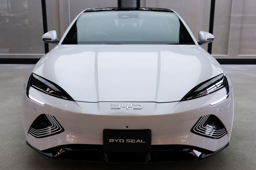 A BYD Seal electric vehicle on display in a showroom in Pakistan. BYD accounted for roughly 90 per cent of fellow South Asian nation Sri Lanka’s EV sales in May. Photo: Reuters