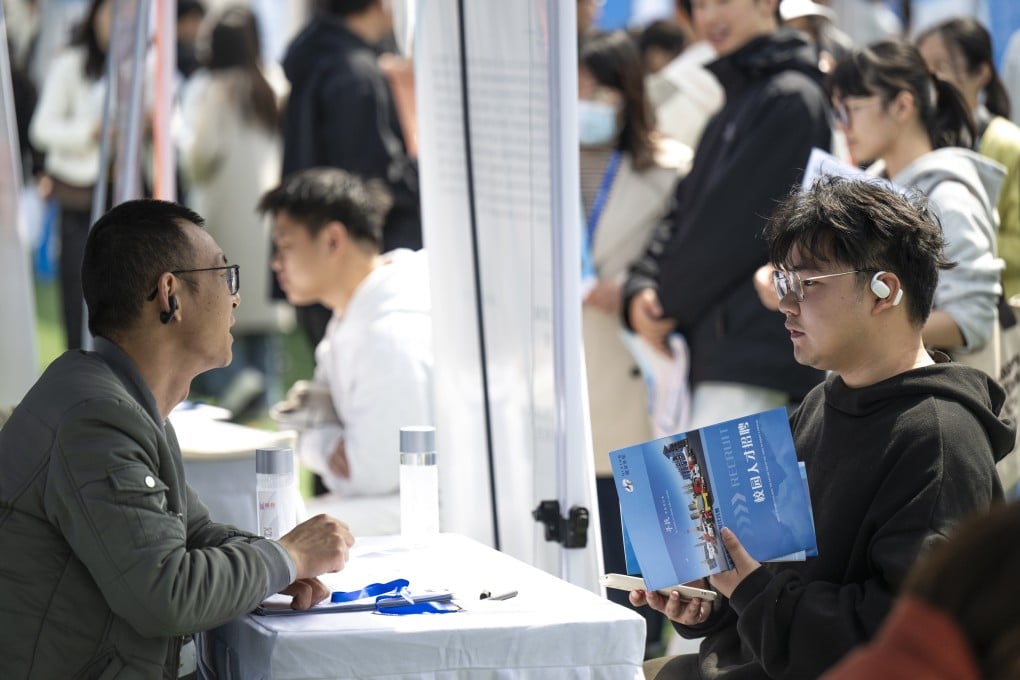 Young applicants often seek employment at job fairs, such as this one in China’s Hubei province. Photo: Xinhua