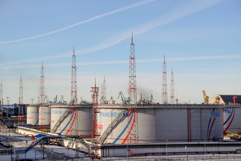 Tanks belonging to Transneft, a Russian state-owned company that runs the country’s oil pipelines, at the oil terminal in Ust-Luga. India, China and Turkey are among the most exposed to the US threat of tariffs on the biggest importers of Russian oil. Photo: dpa