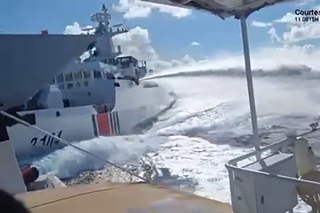 A Chinese navy vessel collided with one from its coast guard while chasing a Philippine patrol boat in the South China Sea on Monday. Manila has called on Beijing to observe rules on preventing collision at sea. Photo: AFP