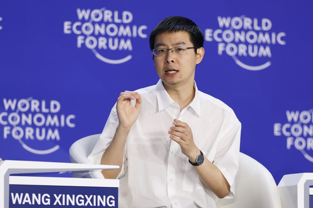 Wang Xingxing, founder of Unitree Robotics, speaks at the Summer Davos gathering in northern China’s Tianjin in June. Photo: Xinhua