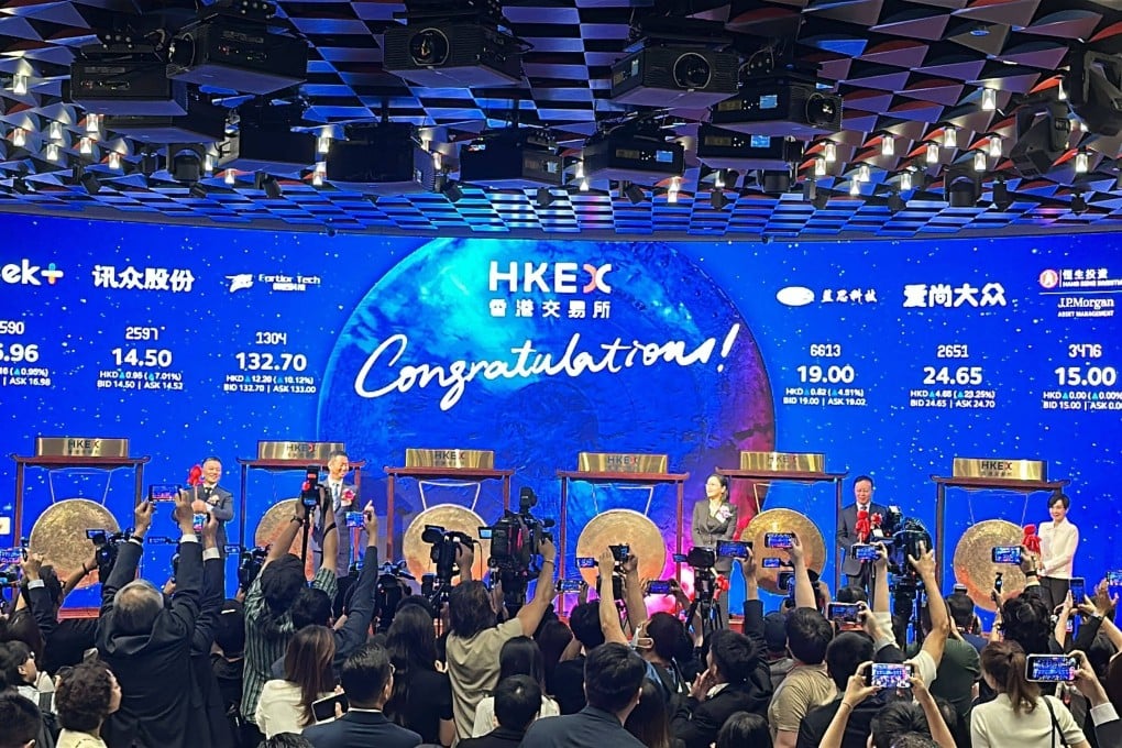 Five companies celebrate their trading debuts in Hong Kong on July 9, 2025. Photo: Aileen Chuang