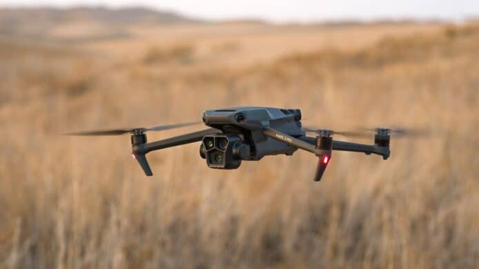 drone flying in war zone