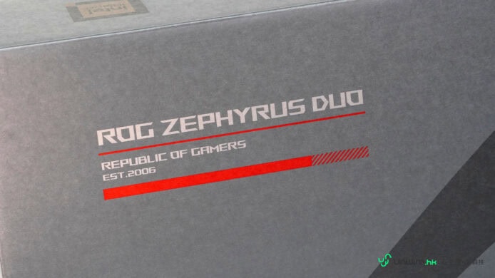 ROG Zephyrus Duo 筆記本電腦，專為遊戲和創意工作設計，具備雙屏幕和高性能配置。.