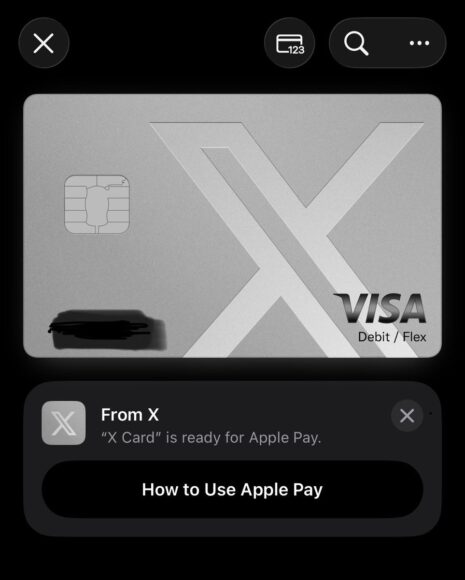 X Card 支援 Apple Pay 的信用卡.