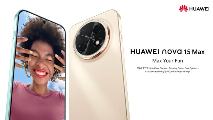 華為 15 Max 智能手機,展示其大屏幕和多功能攝像頭設計,適合拍照和娛樂。.