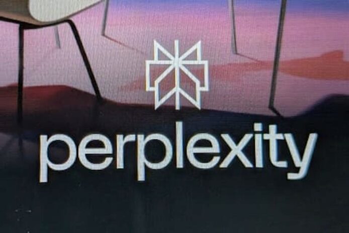 Perplexity logo on digital screen.
